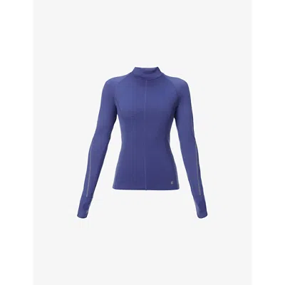 Sweaty Betty Womens Infinity High-neck Wool-blend Top Indigo Blue