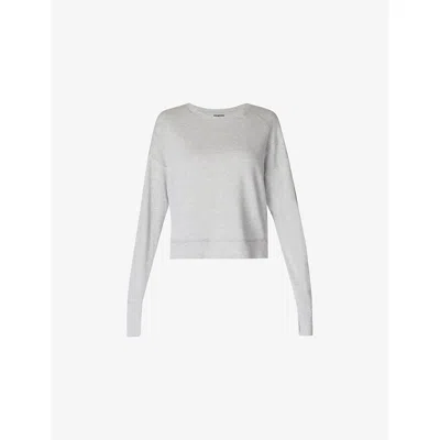Sweaty Betty Womens After Class Crop Cotton And Modal-blend Sweatshirt Light Grey Marl