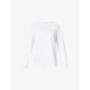Sweaty Betty Womens Logo-print Long-sleeved Cotton T-shirt Lily White In Lily White