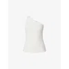 Sweaty Betty Womens Ultimate Studio Asymmetric-neck Stretch-woven Bra Tank Lily White Xs In White