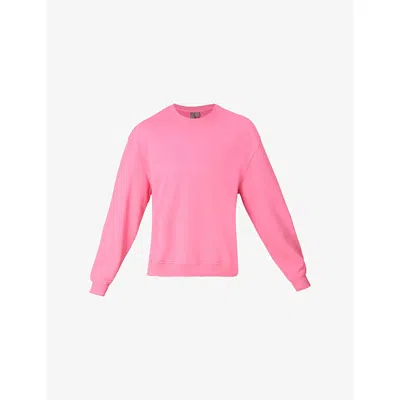 Sweaty Betty Womens Revive Crewneck Cotton-jersey Sweatshirt Lollipop Pink