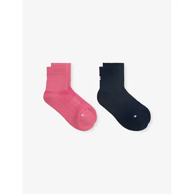 Sweaty Betty Womens Lollipop Pink Running Stretch Cotton-blend Crew Socks Pack Of Two In Multi
