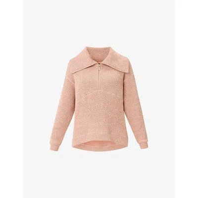 Sweaty Betty Womens Misty Rose Pink Restful Bouclé-texture Cotton-blend Sweatshirt Xl