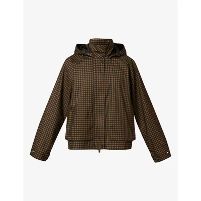 Sweaty Betty Womens Motion Checked Cropped Shell Parka Brownminicheckprint