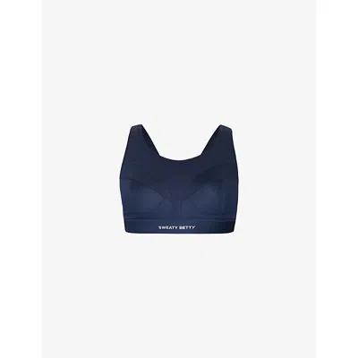 Sweaty Betty Womens Power Pro Branded Stretch-woven Bra Navy Blue