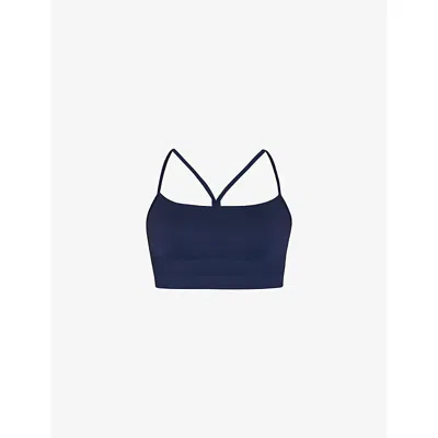 Sweaty Betty Womens Navy Blue Spirit Restored Yoga Bra Xl
