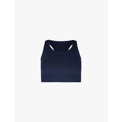 Sweaty Betty Womens Stamina Seamless Stretch-woven Sports Bra Navy Blue Xl