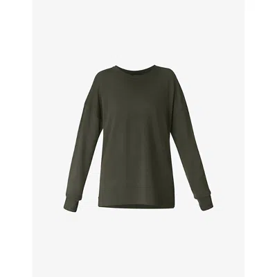 Sweaty Betty Womens Nori Green After Class Longline Modal And Cotton-jersey Sweatshirt