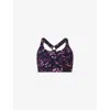 Sweaty Betty Womens Power Medium-support Stretch-woven Bra Purple Lilypad Print In Purple Lilypad Print