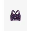 Sweaty Betty Womens Power Medium-support Stretch-woven Bra Purple Lilypad Print In Purple Lilypad Print
