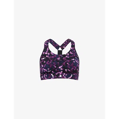 Sweaty Betty Womens Power Medium-support Stretch-woven Bra Purple Lilypad Print