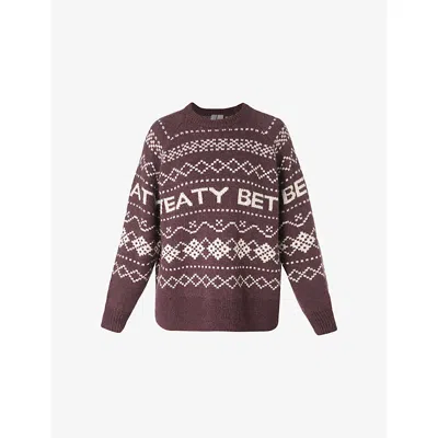 Sweaty Betty Womens Purple Sb Jacquard Fair Isle Jacquard-knit Wool-blend Jumper Xs In Multi