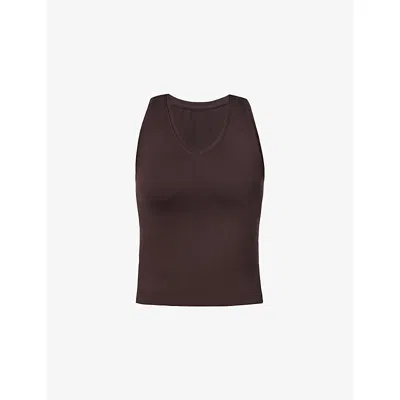 Sweaty Betty Womens Sable Brown Athlete Crop V-neck Stretch-woven Vest Xxl