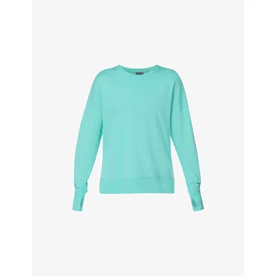 Sweaty Betty Womens Sea Spray Blue After Class Longline Jersey Sweatshirt Xxl