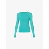 Sweaty Betty Womens Seaspr Ripblue Marl Athlete Seamless Gym Long-sleeve Stretch-woven Top