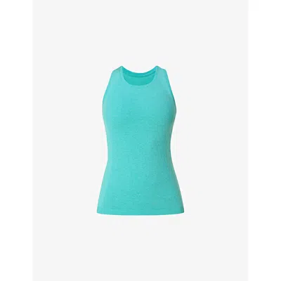 Sweaty Betty Womens Seaspr Rippblue Marl Athlete Crop Seamless Stretch-woven Gym Vest Top Xl