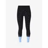 SWEATY BETTY WOMENS BLUE SNOWFLAKE SNOWFLAKE BASE LAYER STRETCH-WOVEN LEGGINGS