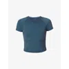 Sweaty Betty Womens All Day Cropped Stretch-woven T-shirt Subdued Blue