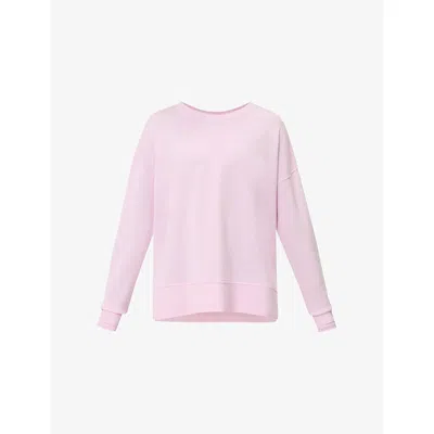 SWEATY BETTY WOMENS FROST PINK AFTER CLASS LONGLINE COTTON-BLEND SWEATSHIRT XS