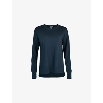Sweaty Betty Womens Navy Blue After Class Relaxed-fit Cotton-blend Jumper