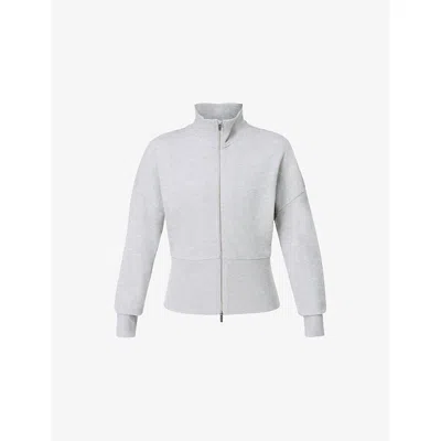 Sweaty Betty Womens After Class Zip-up Cotton And Modal-blend Sweatshirt Light Grey Marl