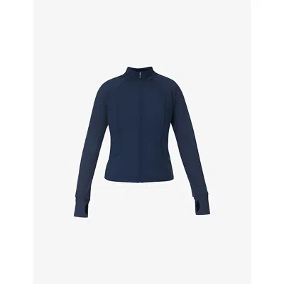 Sweaty Betty Womens Navy Blue All Day Zip-up Stretch-woven Jacket Xl