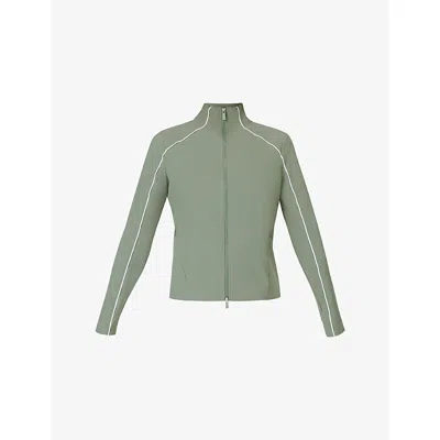 Sweaty Betty Womens Willow Green Anytime Explorer Zip-up Stretch-woven Jacket Xxl
