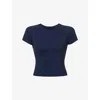 Sweaty Betty Womens Navy Blue Athlete Seamless Stretch-woven T-shirt Xs