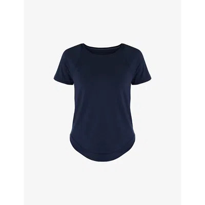 Sweaty Betty Womens  Breathe Easy Short-sleeve Stretch Recycled-polyester Top In Navy Blue