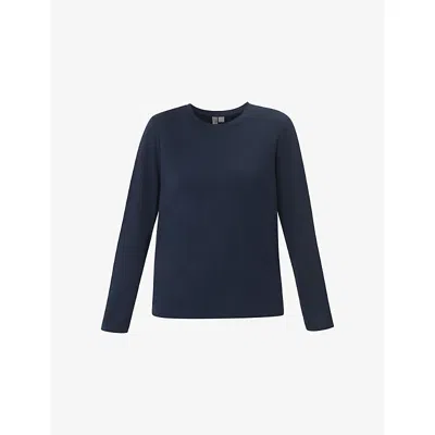 Sweaty Betty Womens Navy Blue Essential Long-sleeved Cotton And Viscose-blend T-shirt