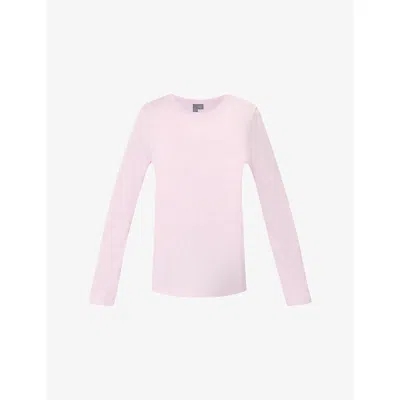Sweaty Betty Womens Frost Pink Essential Long-sleeved Cotton And Viscose-blend T-shirt