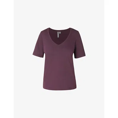 Sweaty Betty Womens Neptune Purple Essential V-neck Cotton And Viscose-blend T-shirt In Red