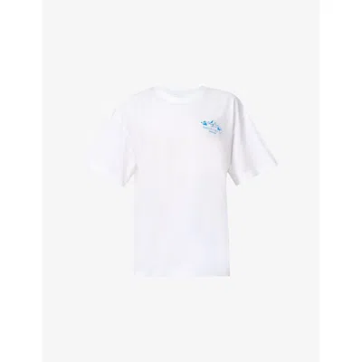 Sweaty Betty Womens Explore More Brand-print Cotton-jersey T-shirt White Xs