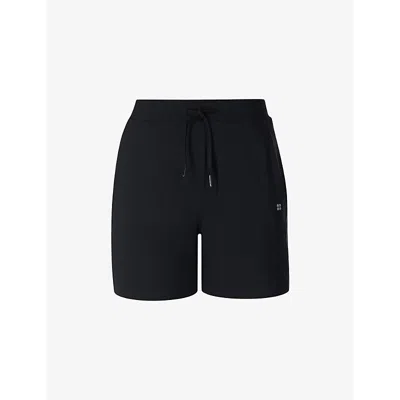 Sweaty Betty Womens Black Explorer 5.5' Straight-leg Mid-rise Stretch-woven Shorts Xxs