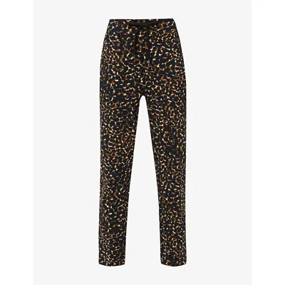 Sweaty Betty Womens  Explorer Printed Side-stripe Woven Trousers In Brownoffbeatanimal