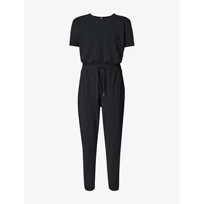 Sweaty Betty Womens Black Explorer Relaxed-fit 27' Stretch-woven Jumpsuit Xl