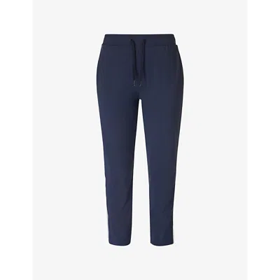 Sweaty Betty Womens Navy Blue Explorer Side-stripe 25' Stretch-woven Trousers