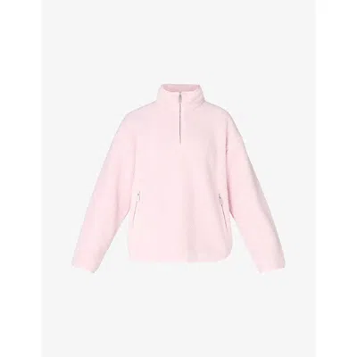Sweaty Betty Womens Frost Pink Plush Half-zip Fleece Sweatshirt