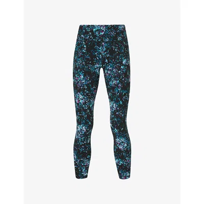 Sweaty Betty Womens Black Peony Print Power 7/8 Graphic-print High-rise Stretch-jersey Leggings
