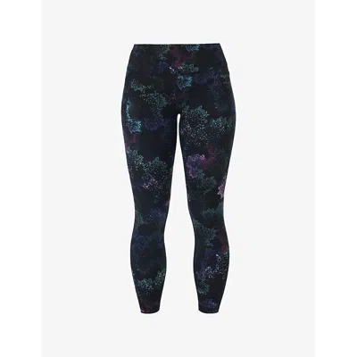 SWEATY BETTY WOMENS POWER 7/8 WORKOUT HIGH-RISE STRETCH-JERSEY LEGGINGS BLACK CANOPY PRINT XS