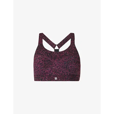 Sweaty Betty Womens  Power Medium-impact Stretch-woven Sports Bra In Purple Dragonfly