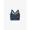Shop Sweaty Betty Womens Blue Aurora Print Power Medium-support Stretch-woven Sports Bra Xxs