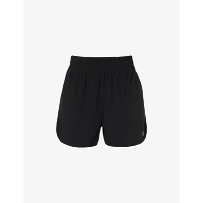 SWEATY BETTY WOMENS BLACK RELAY BRAND-PRINT STRETCH-WOVEN SHORTS XXS
