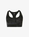 Sweaty Betty Womens Black Spraydyeprint Reversible Spray-print Stretch-nylon Sports Bra In Black Spraydyeprint