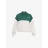 Sweaty Betty Womens Revive Logo-print Half-zip Cropped Stretch-jersey Sweatshirt Gladgreen Colourbloc