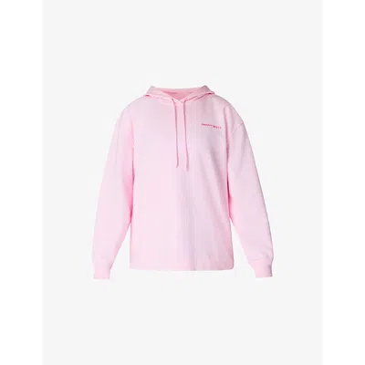 Sweaty Betty Womens Revive Logo-print Relaxed-fit Stretch Recycled-polyester Hoody Nerine Pink