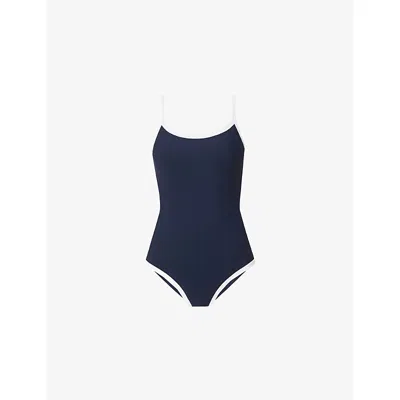 Sweaty Betty Womens Navyblue Lilywhite Riviera Open-back Swimsuit Xs