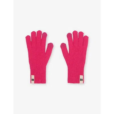 Sweaty Betty Womens Beet Pink Soft Cloud Knitted Wool-blend Gloves