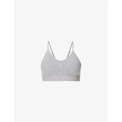 Sweaty Betty Womens Soft Ribbed Racerback Stretch-woven Bra Light Grey Marl Xs