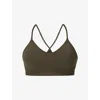 Sweaty Betty Womens Nori Green Soft Ribbed Yoga Bra Xs In Brown